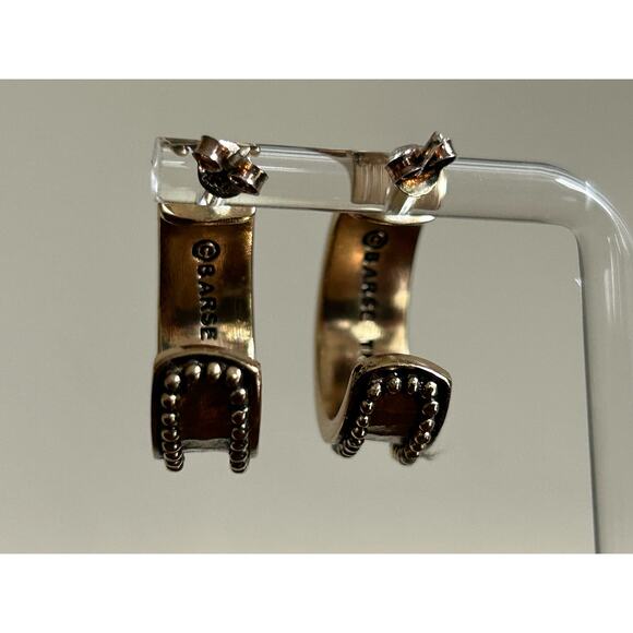 Barse Half Hoop Gold Brown Copper Hammered Earrings - Picture 3 of 5